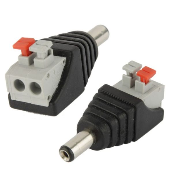 5.5mm x 2.1mm DC Power Male Jack to 2 Conductor Screw Down Connector for LED Light Controller - Image 2