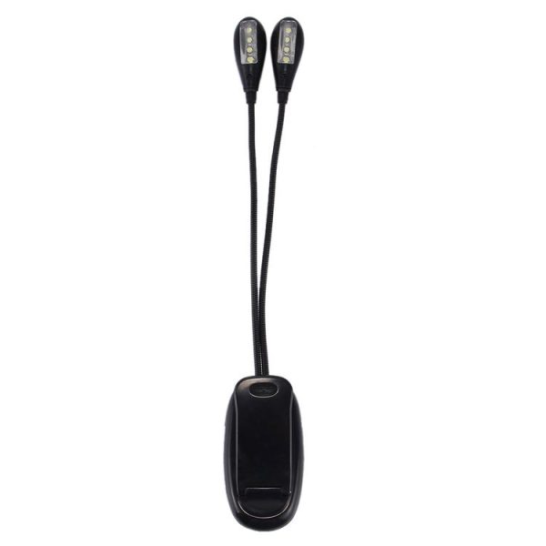 2 Arm LED Book Light, Dual Arms Clip On LED Light For Reading Camping Hiking (Black) - Image 2