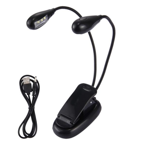 2 Arm LED Book Light, Dual Arms Clip On LED Light For Reading Camping Hiking (Black) - Image 6