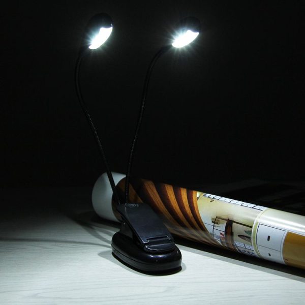 2 Arm LED Book Light, Dual Arms Clip On LED Light For Reading Camping Hiking (Black) - Image 8