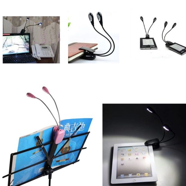2 Arm LED Book Light, Dual Arms Clip On LED Light For Reading Camping Hiking (Black) - Image 9