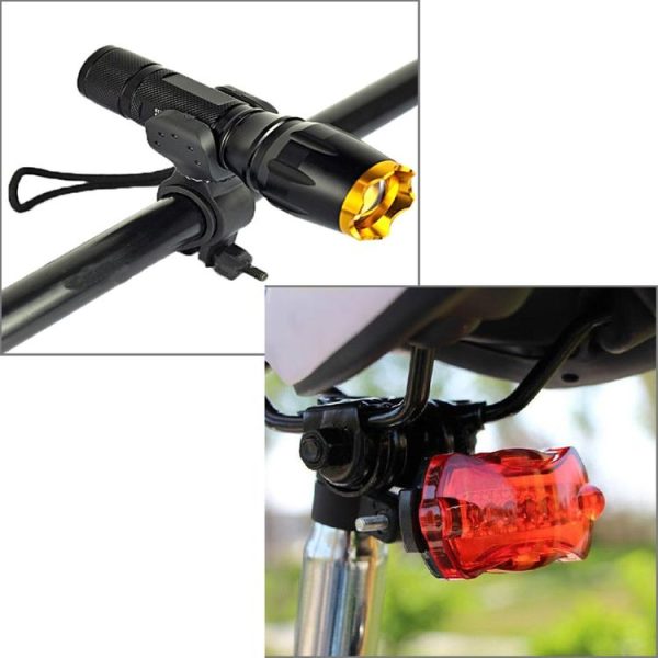 LT-TJ CREE XM-L T6 5-Modes LED Flashlight, 2000 LM Adjustable Focus with Bicycle Tail Light & Mounting Clip - Image 10