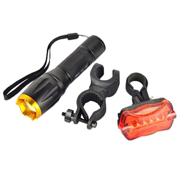 LT-TJ CREE XM-L T6 5-Modes LED Flashlight, 2000 LM Adjustable Focus with Bicycle Tail Light & Mounting Clip - Image 2