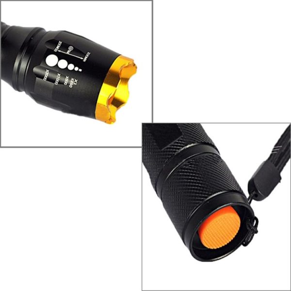 LT-TJ CREE XM-L T6 5-Modes LED Flashlight, 2000 LM Adjustable Focus with Bicycle Tail Light & Mounting Clip - Image 4