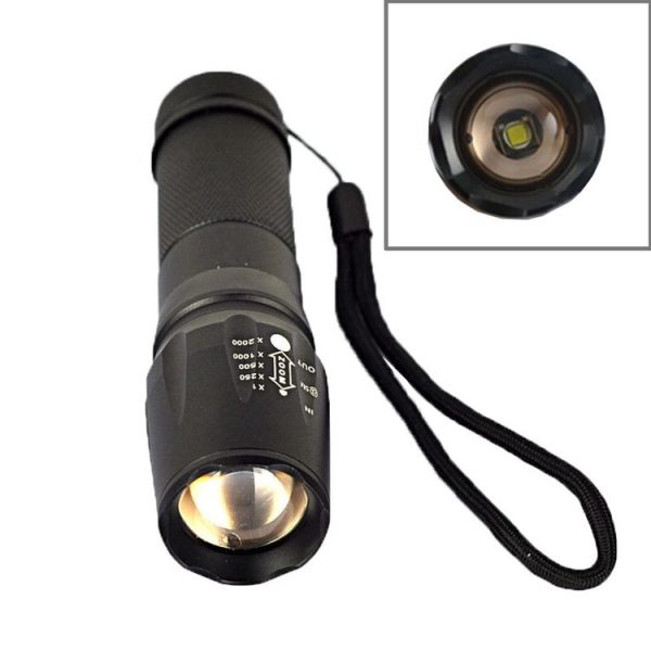 T6 White Light 5-Mode Telescopic Zoom LED Flashlight (Black) - Image 4