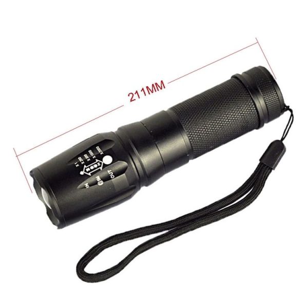 T6 White Light 5-Mode Telescopic Zoom LED Flashlight (Black) - Image 5