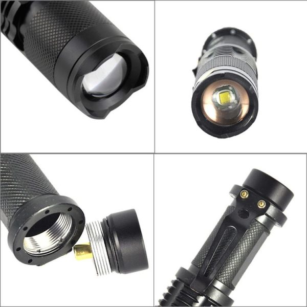 LT-HX CREE XM-L T6 5-Modes White Light LED Flashlight, 2200 LM Mini Telescopic (Black) - Image 4