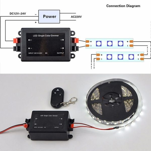RF Wireless Controller / LED Single Color Dimmer, DC 12V (Black) - Image 4