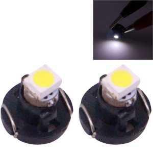 2 PCS T3 White Light 0.1W 5LM 1 LED SMD 3528 LED Instrument Light Bulb Dashboard Light for Vehicles, DC 12V (Black)