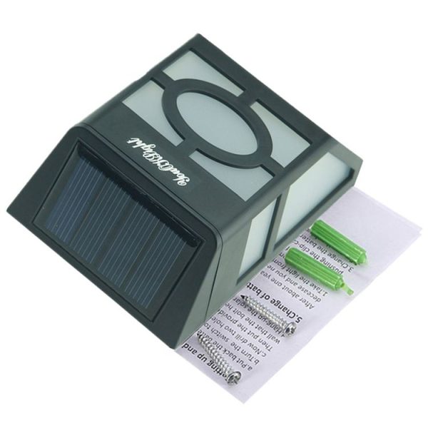 Outdoor High Power 0.2W Solar Lantern Light, 2 LED Fence Lamp Solar Wall Mounted Light - Image 7
