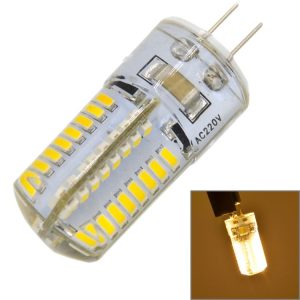 G4 4W 200LM Silicone Corn Light Bulb, 64 LED SMD 3014, Warm White Light, AC 220V