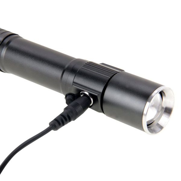 White Light Dimmable Rechargeable Flashlight, 3-Modes with Magnetic & Lanyard (Black) - Image 5