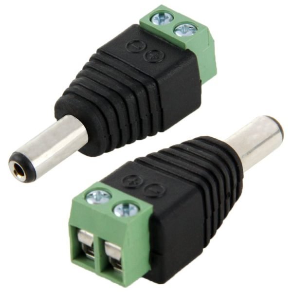 5.5mm x 2.1mm DC Power Male Jack to 2 Conductor Screw Down Connector for LED Light Controller - Image 2