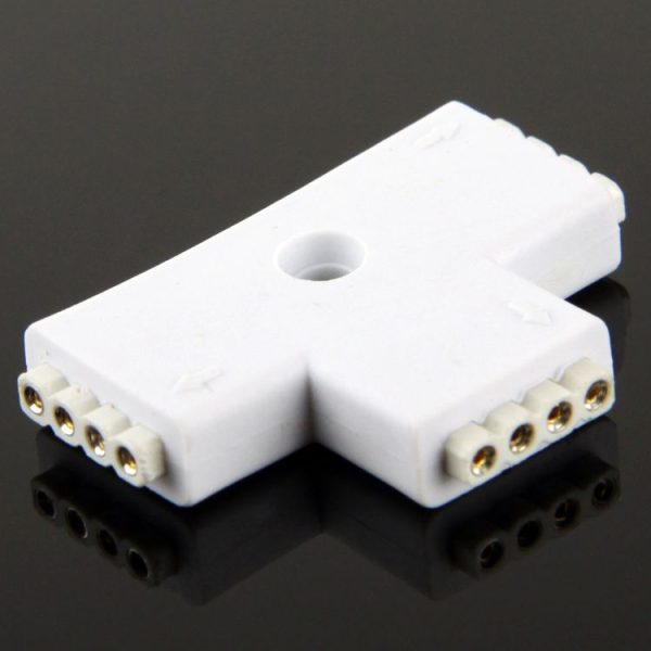 4 Pin 3 Way T Shape Female Connector for RGB LED Flexible Strip - Image 2