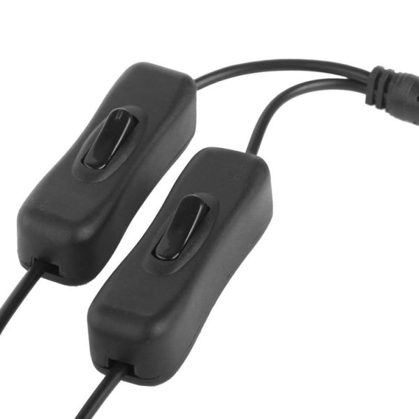5.5 x 2.1mm Female to 2x Male DC Power Cable Connector with Switch for LED Strip, Length: 30cm (Black) - Image 4