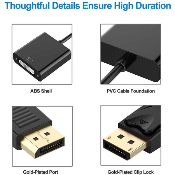 DisplayPort Male to DVI 24+5 Female Adapter, Cable Length: 12cm (Black) - Image 3