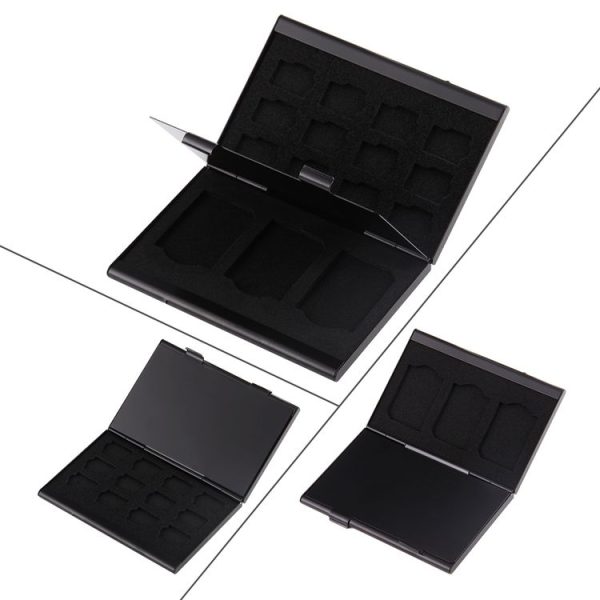 15 in 1 Memory Card Aluminum Alloy Protective Case Box for 3 SD + 12 TF Cards (Black) - Image 3