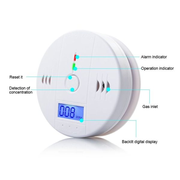 Gas Carbon Monoxide Detector Sensor Unit LCD CO Safety Alarm Tester (White) - Image 7
