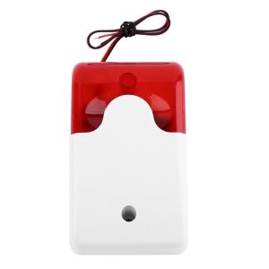 Mini Wired Red Strobe Siren for Burglar Security Alarm (White)