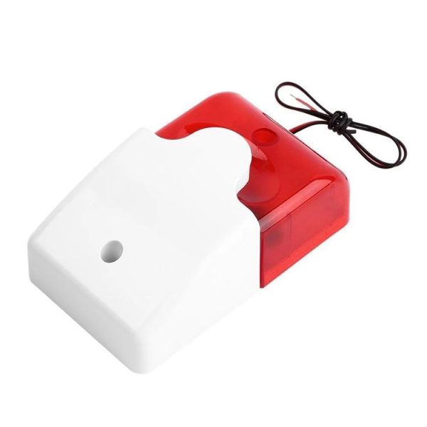 Mini Wired Red Strobe Siren for Burglar Security Alarm (White) - Image 2
