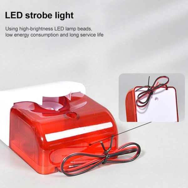 Mini Wired Red Strobe Siren for Burglar Security Alarm (White) - Image 4