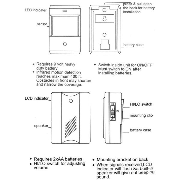 F622-108 Electro Guard Watch IR Remote Detection System / Wireless Doorbell (White) - Image 7