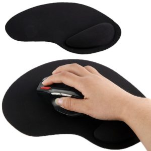 Ultra Slim Rubber Bottom & Cloth Sponge Wrist Supporter Mouse Pad (Black)