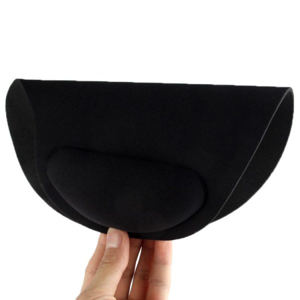 Ultra Slim Rubber Bottom & Cloth Sponge Wrist Supporter Mouse Pad (Black) - Image 4