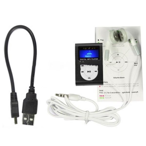 TF / Micro SD Card Slot MP3 Player with LCD Screen, Metal Clip (Black) - Image 3
