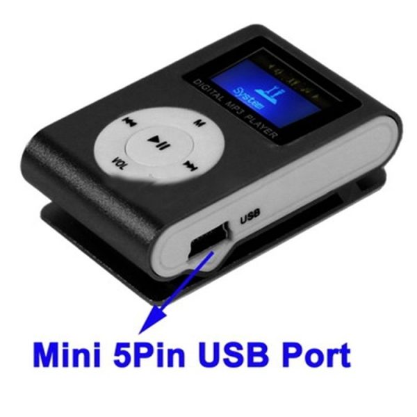 TF / Micro SD Card Slot MP3 Player with LCD Screen, Metal Clip (Black) - Image 5