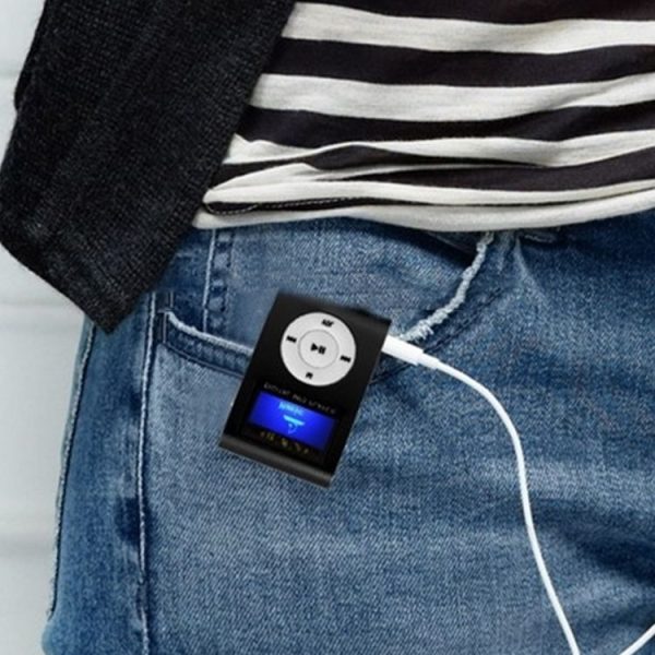 TF / Micro SD Card Slot MP3 Player with LCD Screen, Metal Clip (Black) - Image 7