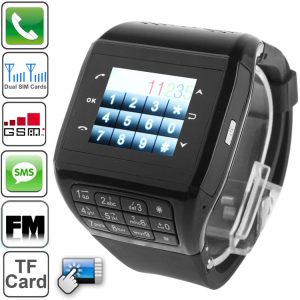 Q8 Smart Watch Phone, Silica Gel Belt Design, Bluetooth / FM Radio, Dual SIM, Network: 2G (Black)