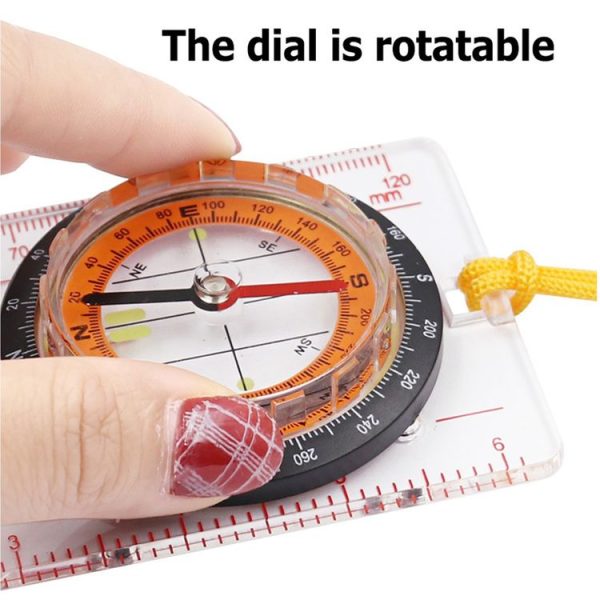 2 in 1 Compass with Map Measuring Ruler Lanyard Emergency Survival Tool (Transparent) - Image 4