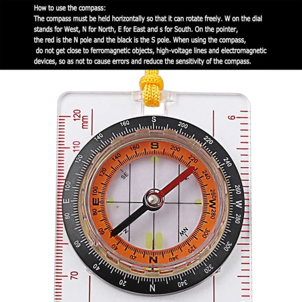 2 in 1 Compass with Map Measuring Ruler Lanyard Emergency Survival Tool (Transparent) - Image 5