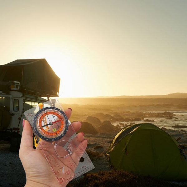 2 in 1 Compass with Map Measuring Ruler Lanyard Emergency Survival Tool (Transparent) - Image 6