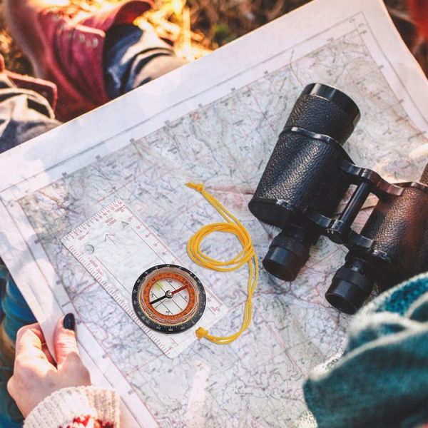 2 in 1 Compass with Map Measuring Ruler Lanyard Emergency Survival Tool (Transparent) - Image 7