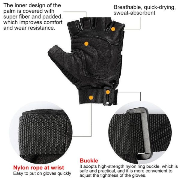 AK All-Purpose Outdoor Half Finger Gloves (Black) - Image 3
