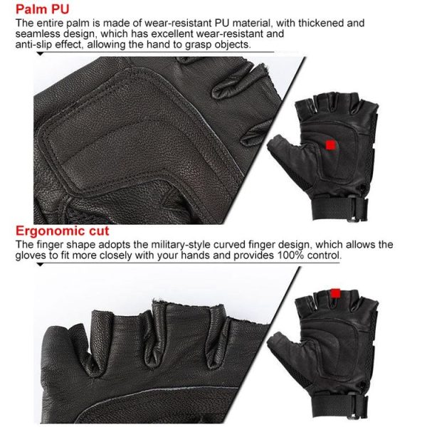 AK All-Purpose Outdoor Half Finger Gloves (Black) - Image 5