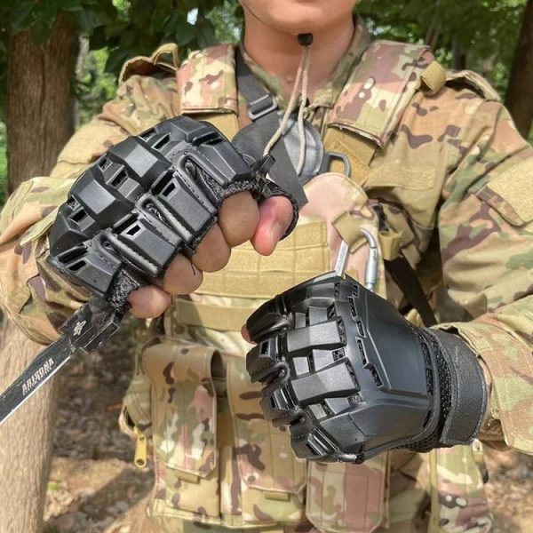 AK All-Purpose Outdoor Half Finger Gloves (Black) - Image 7
