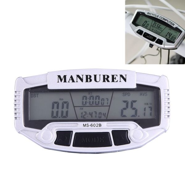 Multifunction LCD Display Cycle Computer Odometer Speedometer (MS-602B) (Silver)
