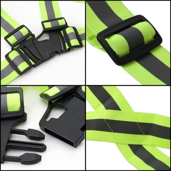 Night Riding Running Flexible Reflective Safety Vest (Black) - Image 6