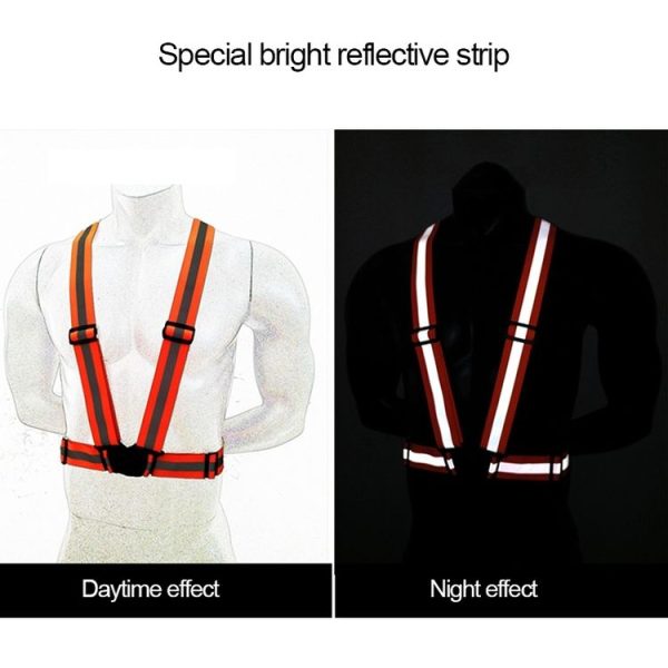 Night Riding Running Flexible Reflective Safety Vest (Black) - Image 7