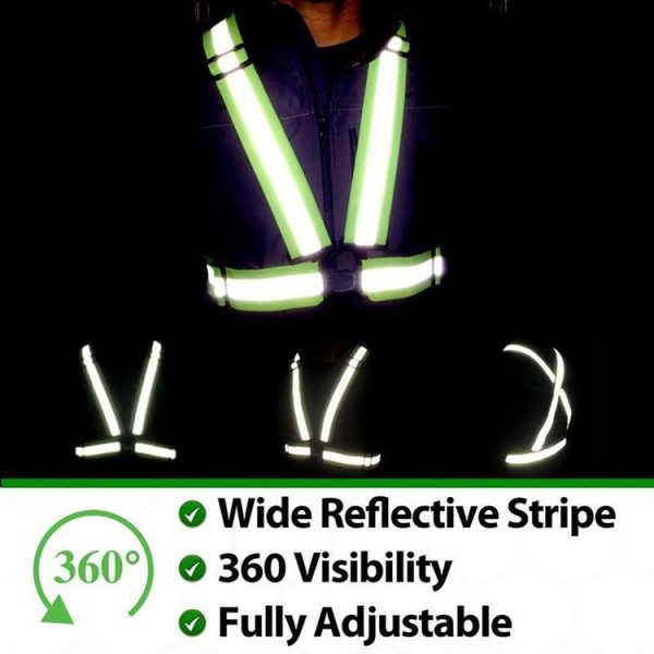 Night Riding Running Flexible Reflective Safety Vest (Black) - Image 8