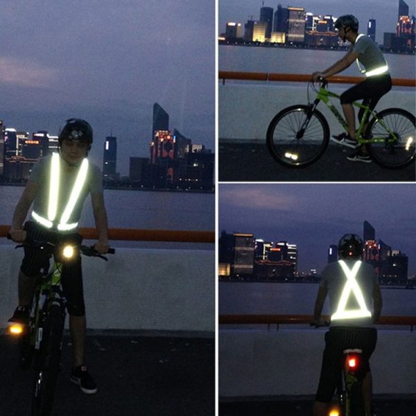 Night Riding Running Flexible Reflective Safety Vest (Black) - Image 9