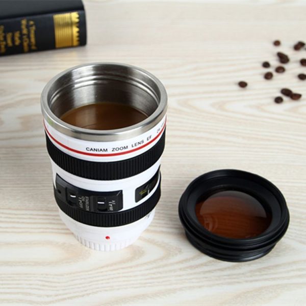 400ML Camera Lens Cup Mug Caniam EF 24-105mm F4 Filter Cup for Coffee Milk Water as Gift (White)