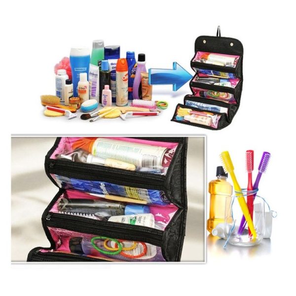 Multifunctional Cosmetic Bag Make Up Organizer (Black) - Image 8