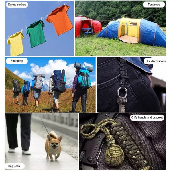 100m 7 Core Durable Army Paratroopers Rope Rescue Survival Tent Rope (Coffee) - Image 7