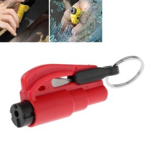 2 in 1 Car Emergency Hammer / Key Chain / Knife Broken Glass Portable Tool (Red)