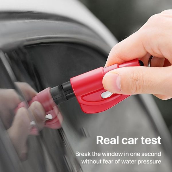 2 in 1 Car Emergency Hammer / Key Chain / Knife Broken Glass Portable Tool (Red) - Image 5