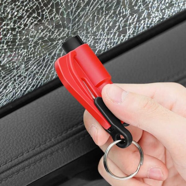 2 in 1 Car Emergency Hammer / Key Chain / Knife Broken Glass Portable Tool (Red) - Image 6